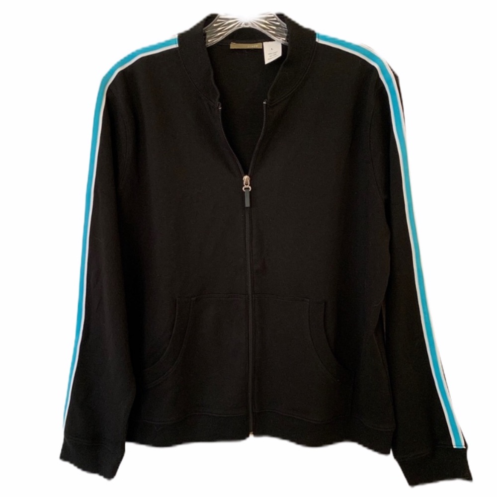 J. Crew Black Cotton Zip Up Jacket - Size Large